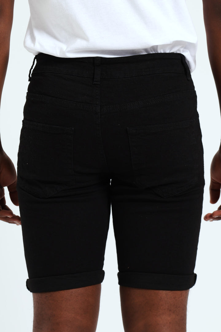 5 Pocket Denim Bermuda Short - Black