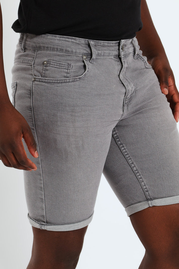 Denim Bermuda Shorts - Light Grey