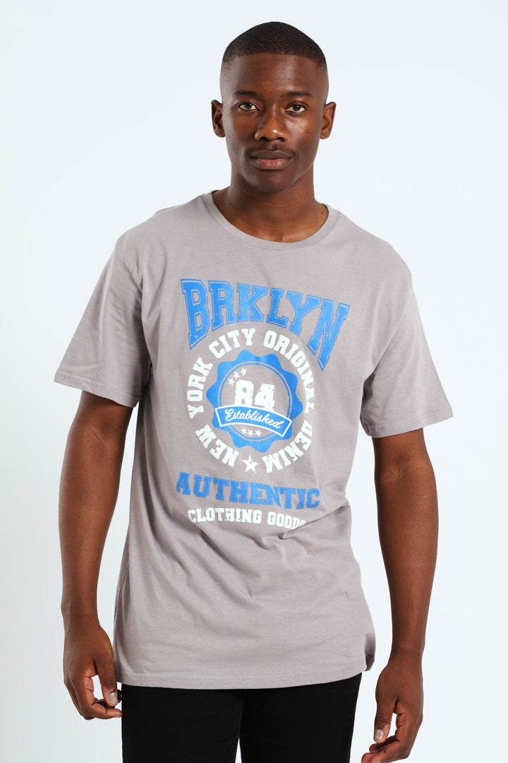 Basic Print Tee - Light Grey