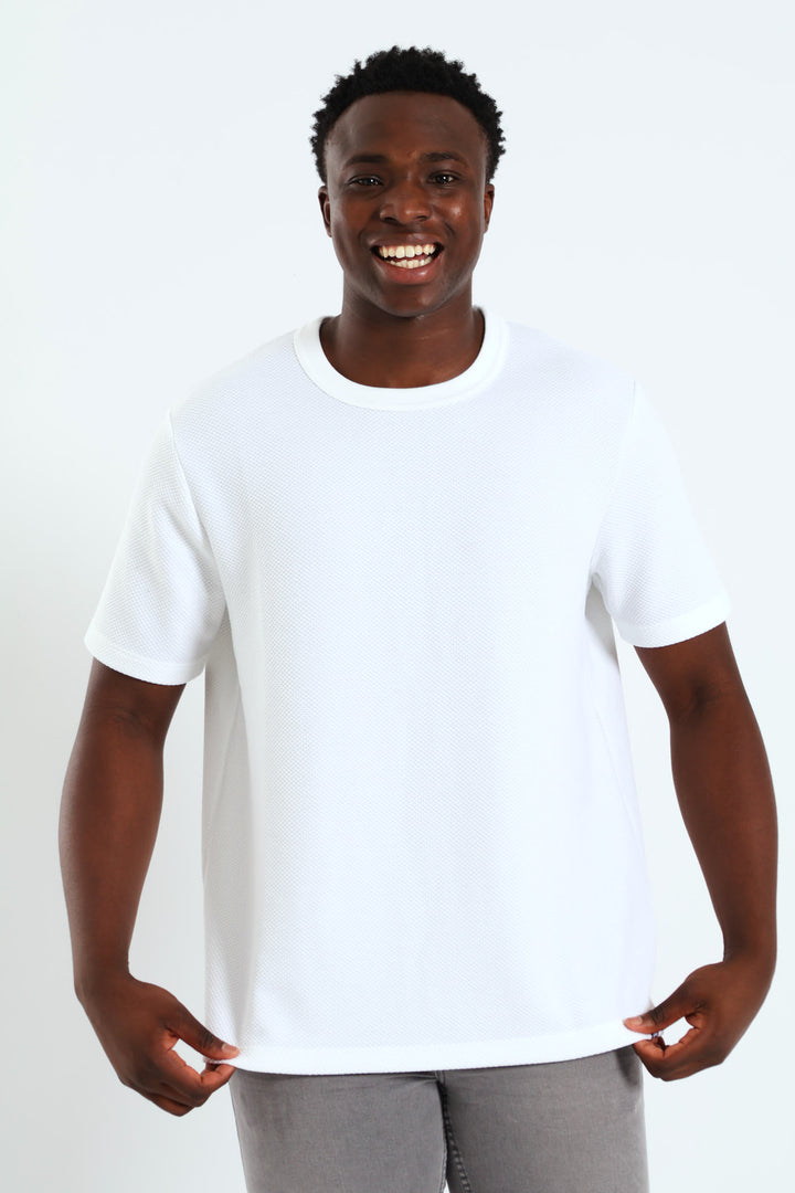 Block Quilt Tee - White