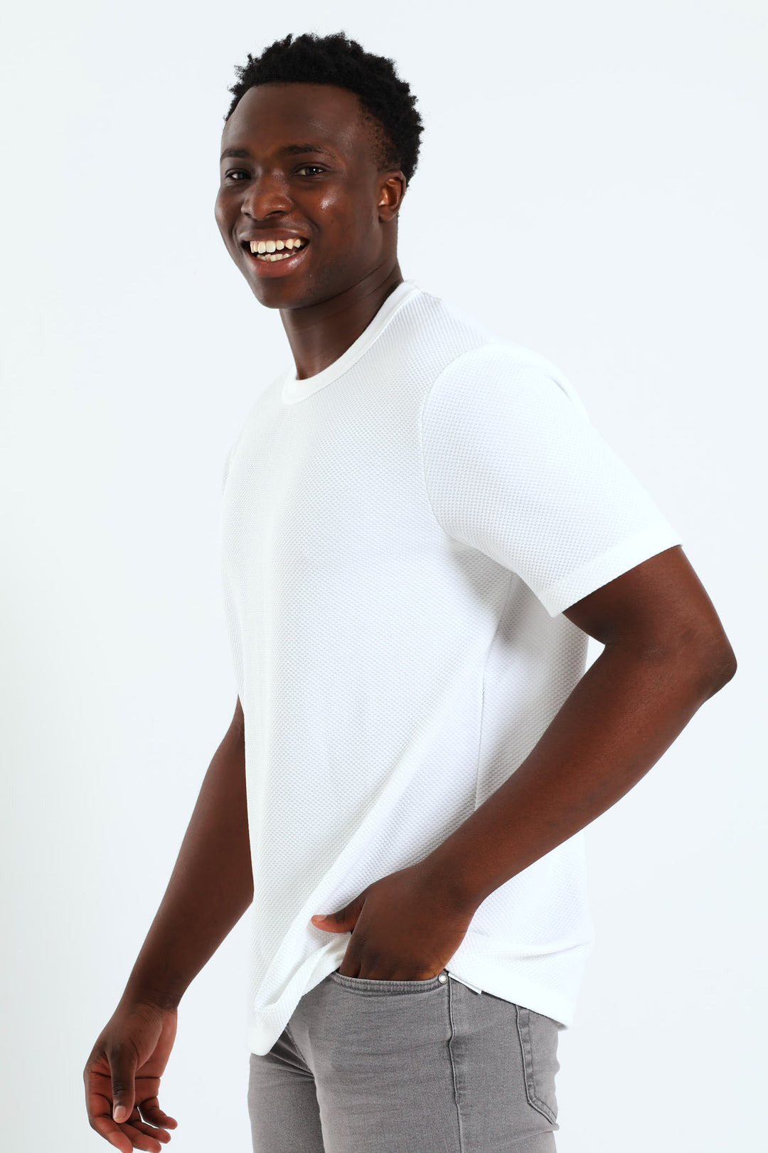 Block Quilt Tee - White