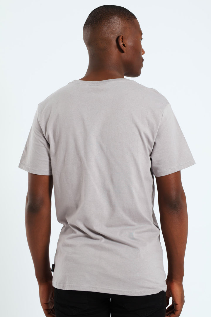 Basic Print Short Sleeve Tee - Light Grey