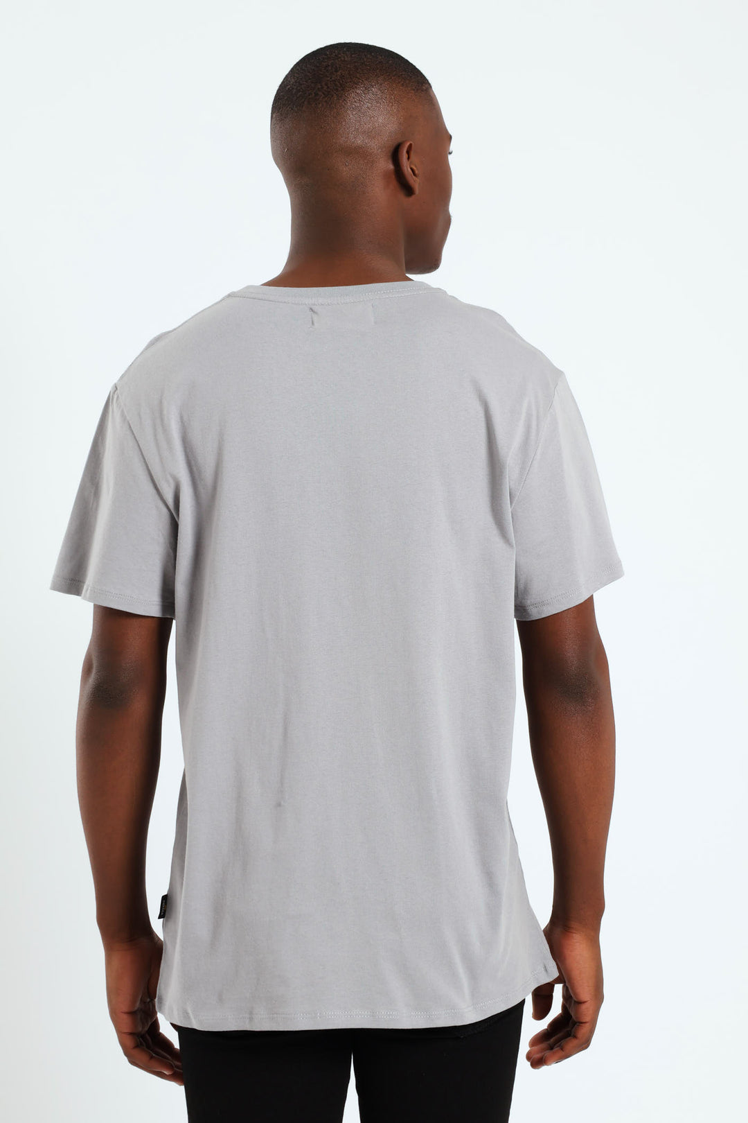 Short Sleeve Basic Print Tee - Light Grey