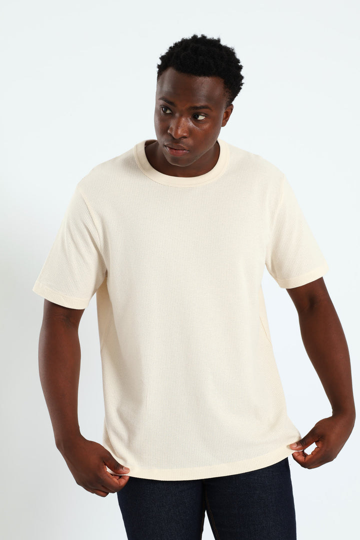 Basic Grid Waffle Tee - Off White