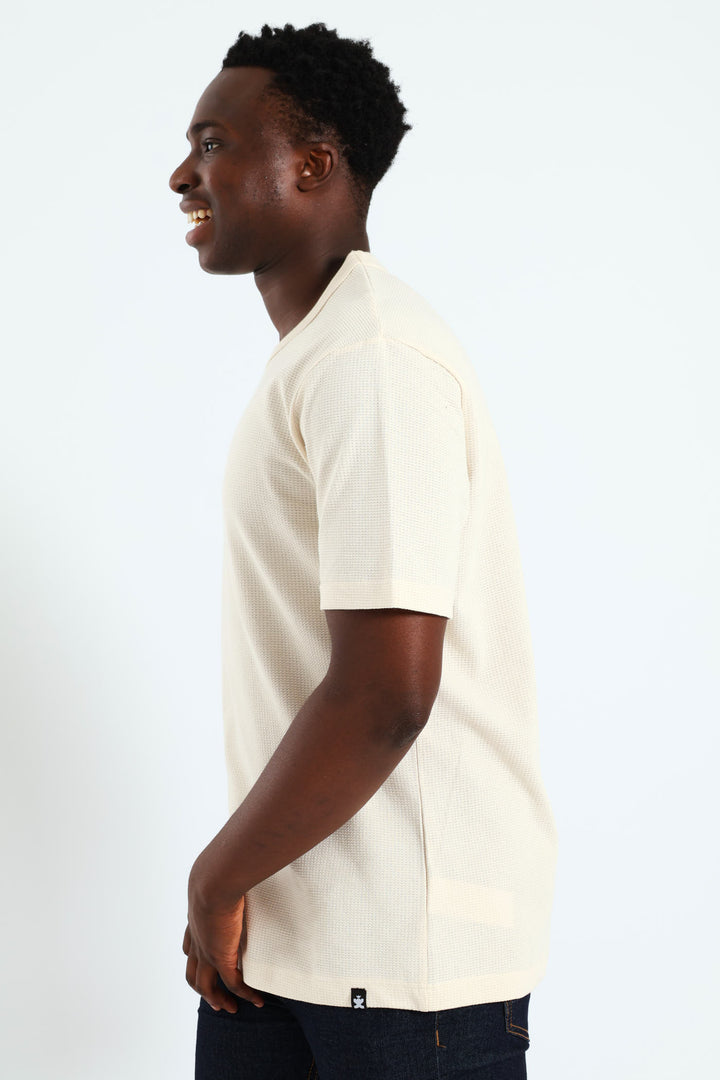 Basic Grid Waffle Tee - Off White