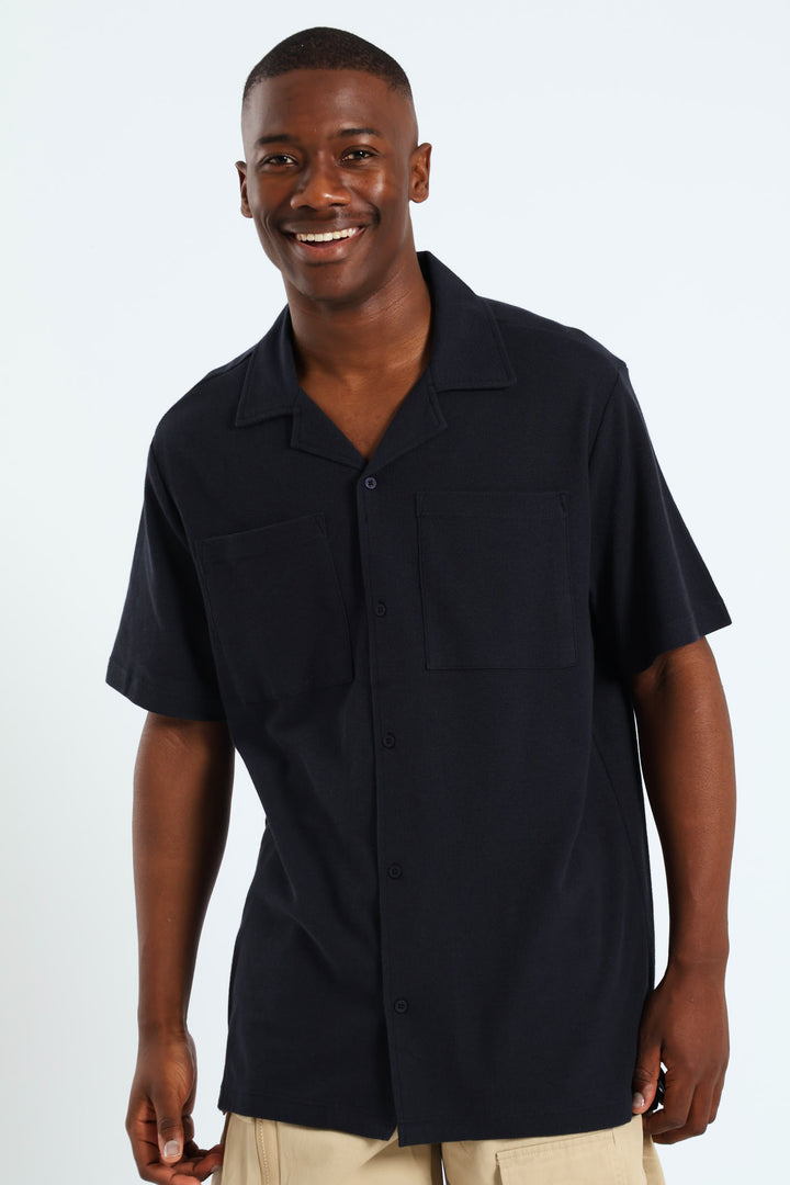 Knit Pocket Shirt - Navy