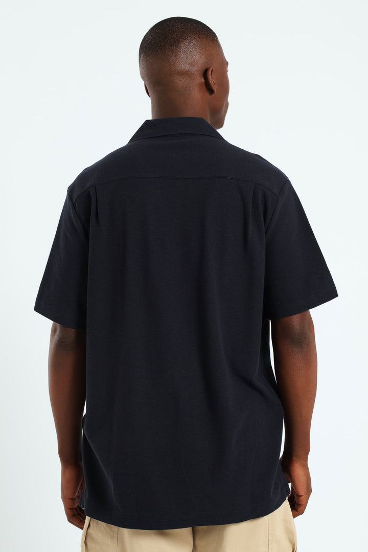 Knit Pocket Shirt - Navy