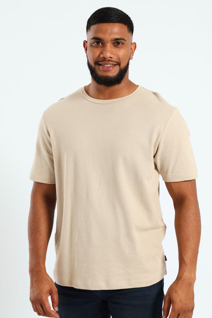 Pave Pointelle Surf Crew T-Shirt - Taupe