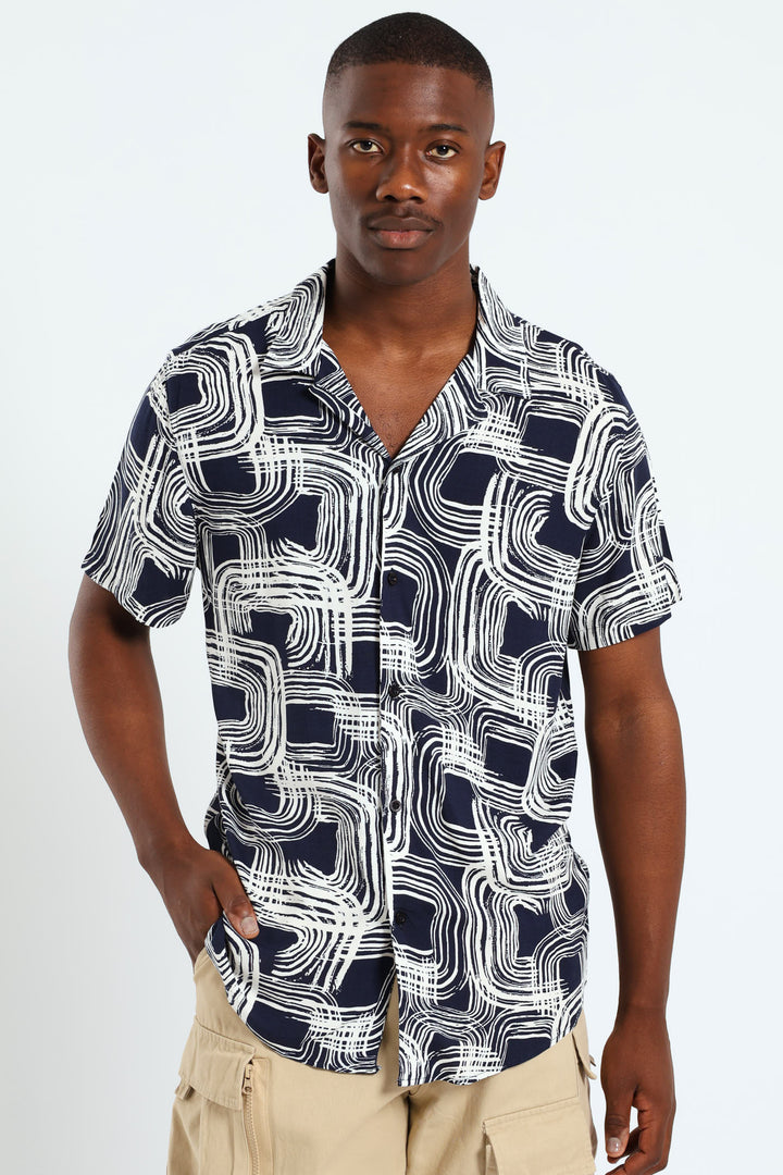 Paint Stroke Shirt - Navy