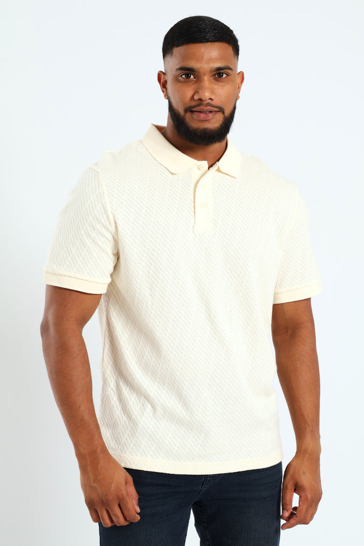 Zig Zag Pointelle Golfer - Off White