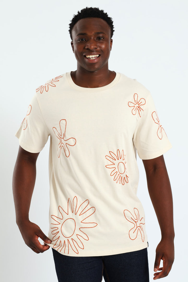 Cancun Embroidered Tee - Off White