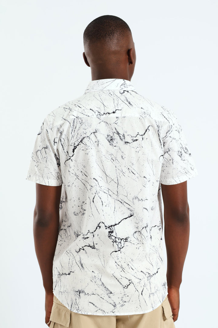 Short Sleeve Marble Shirt - White/Black