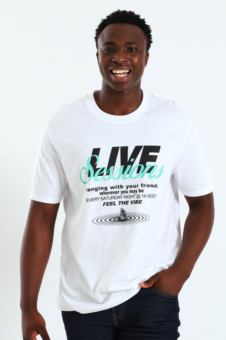 Live Sessions Front Print Tee - White