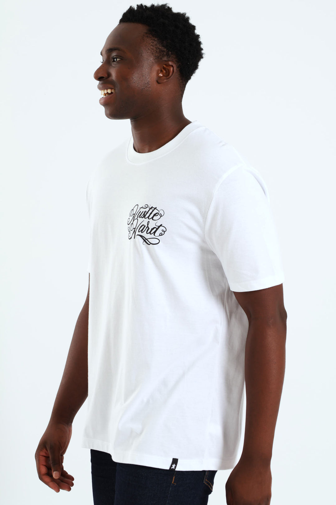 Hustle Hard Back & Front Tee - White