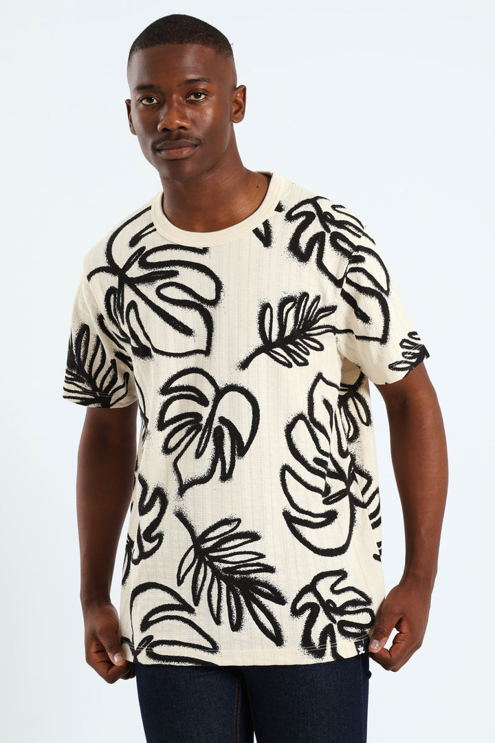 Tropical Spray Allover Print Tee - Off White