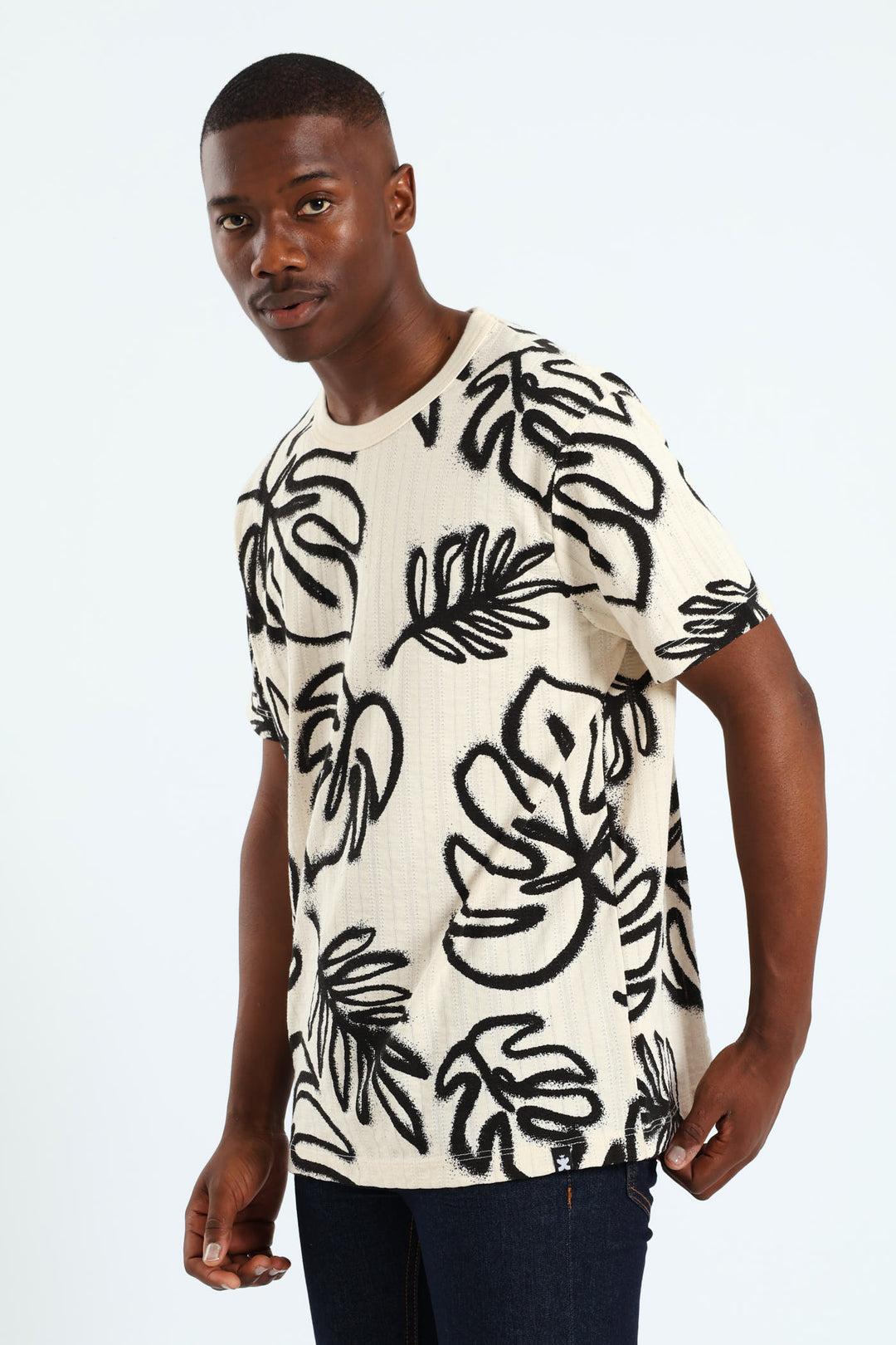 Tropical Spray Allover Print Tee - Off White