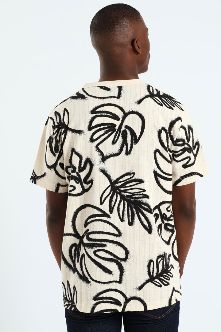 Tropical Spray Allover Print Tee - Off White