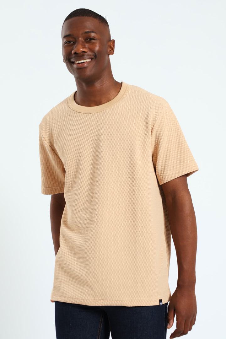 Block Quilt Tee - Stone