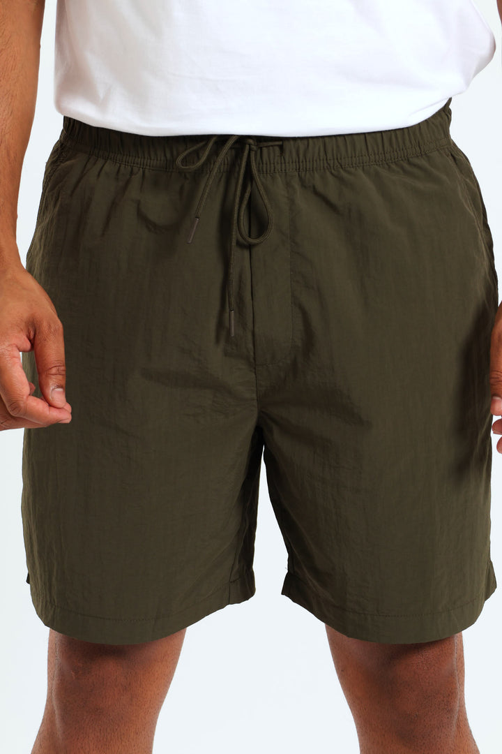 Plain Swim Shorts - Olive