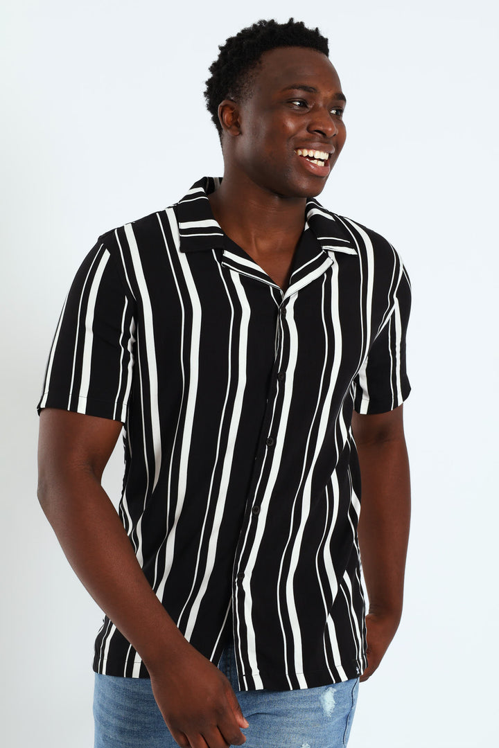 Wide Stripe Shirt - Black