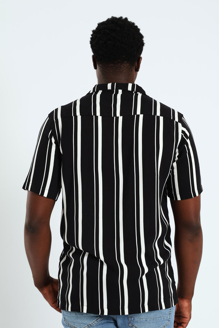 Wide Stripe Shirt - Black