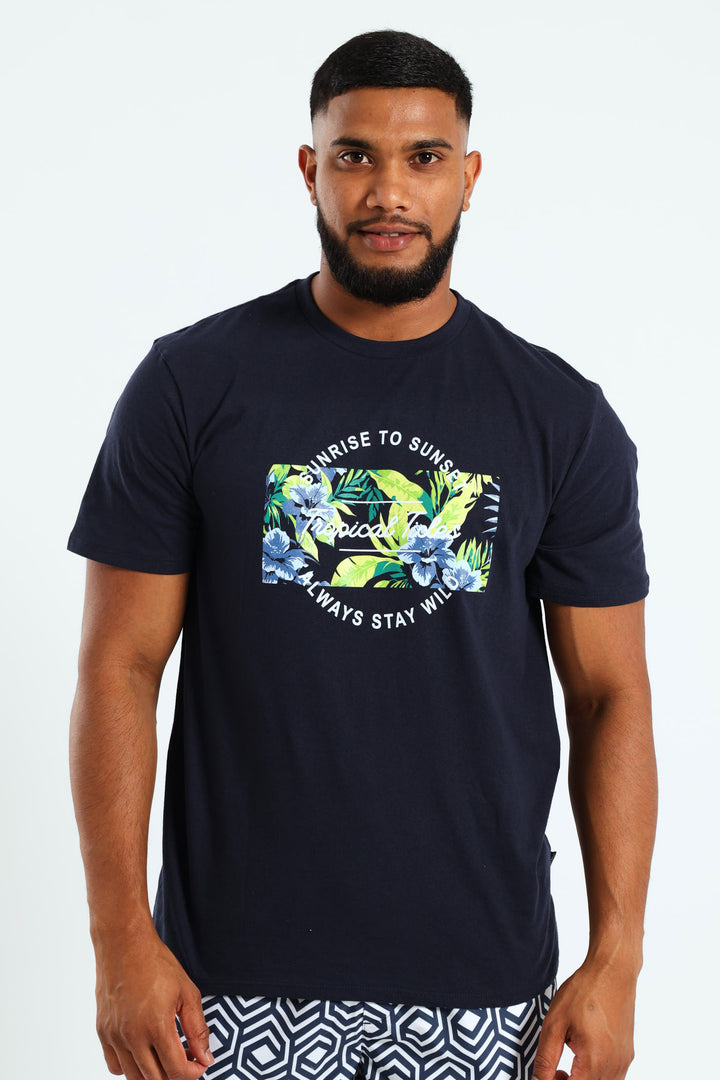 Tropic Tides Tee - Navy