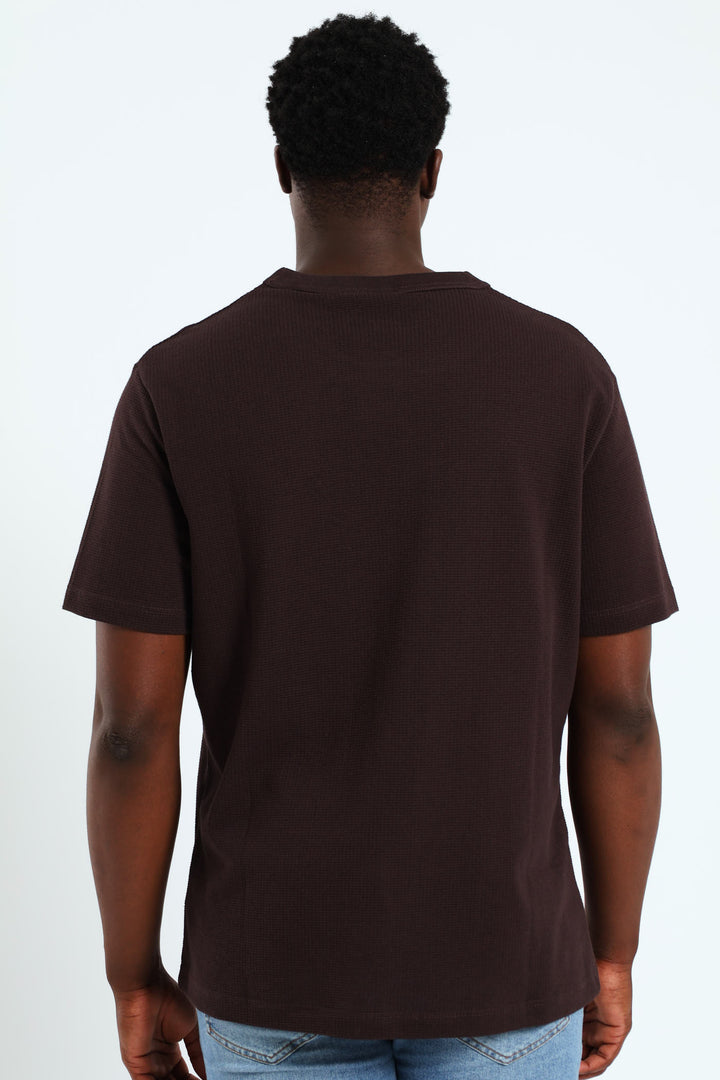 Basic Grid Waffle Tee - Chocolate