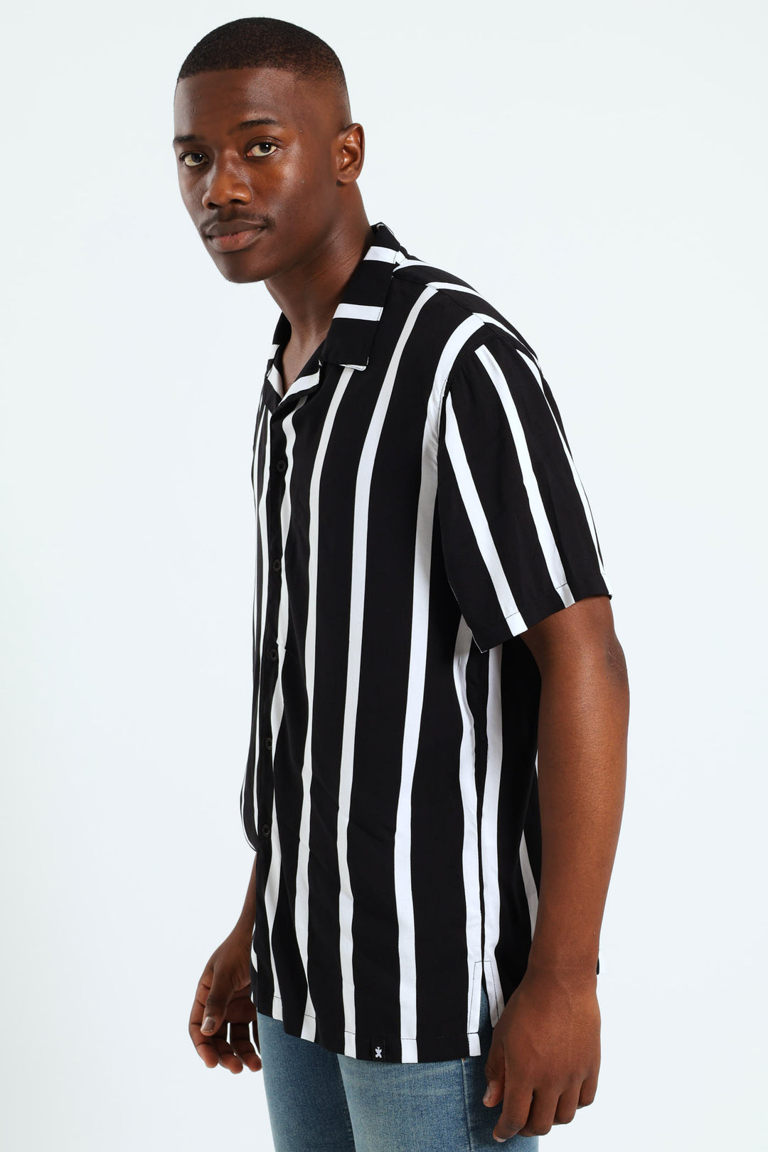 Short Sleeve Stripe Shirt - Black