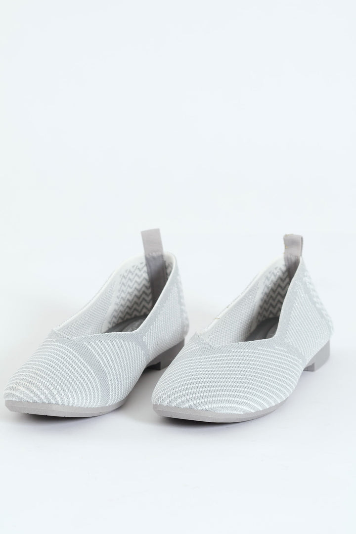 Brigitte 7 Square Toe Knit Pump - Silver