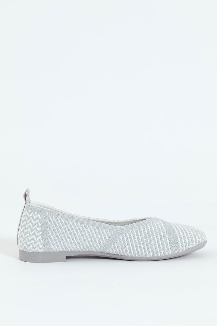 Brigitte 7 Square Toe Knit Pump - Silver