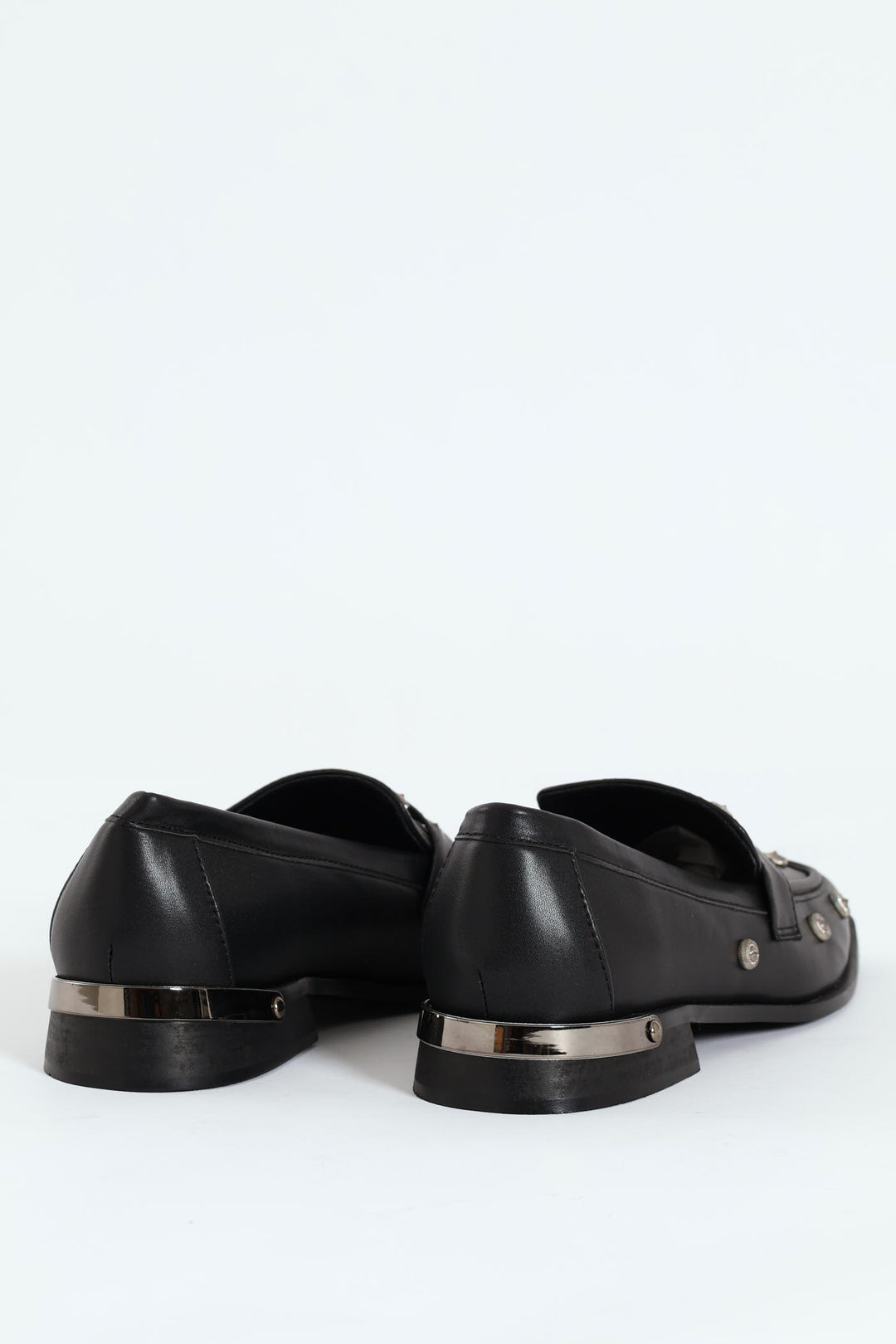 Studded Square Toe Loafer - Black