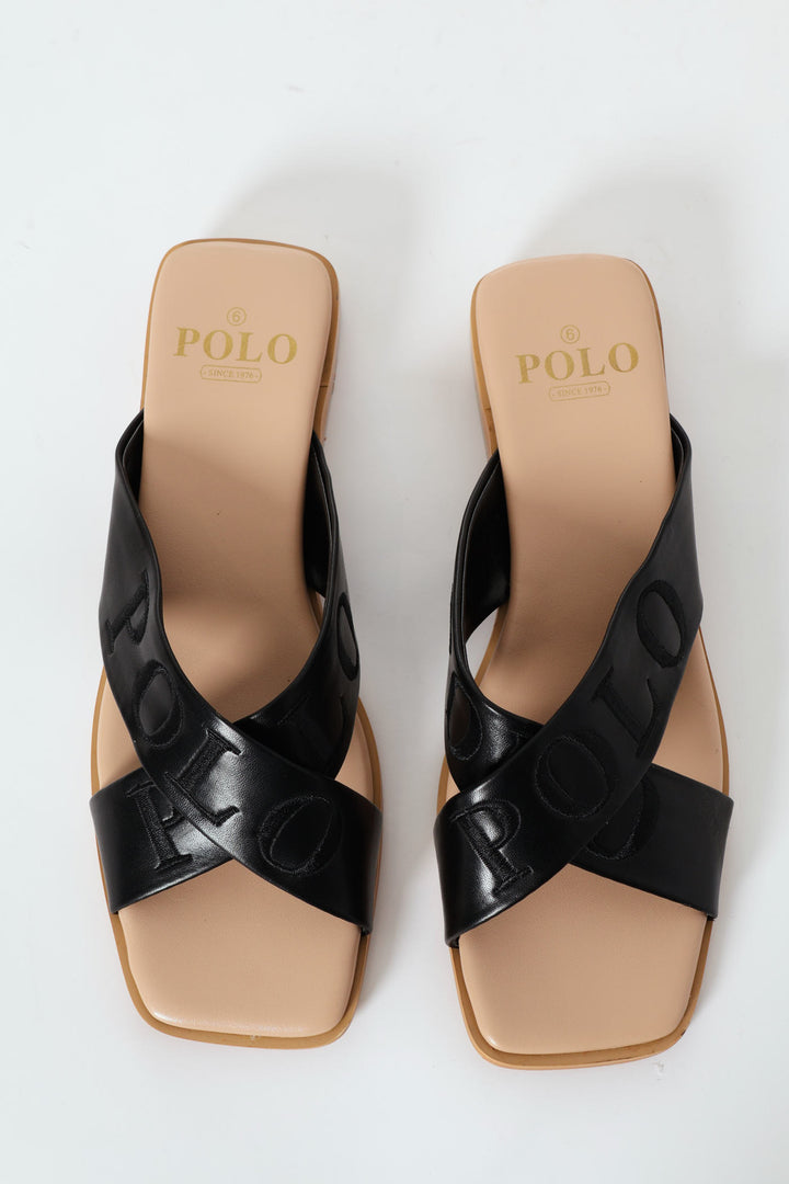 Cross Strap Mule Sandal - Black