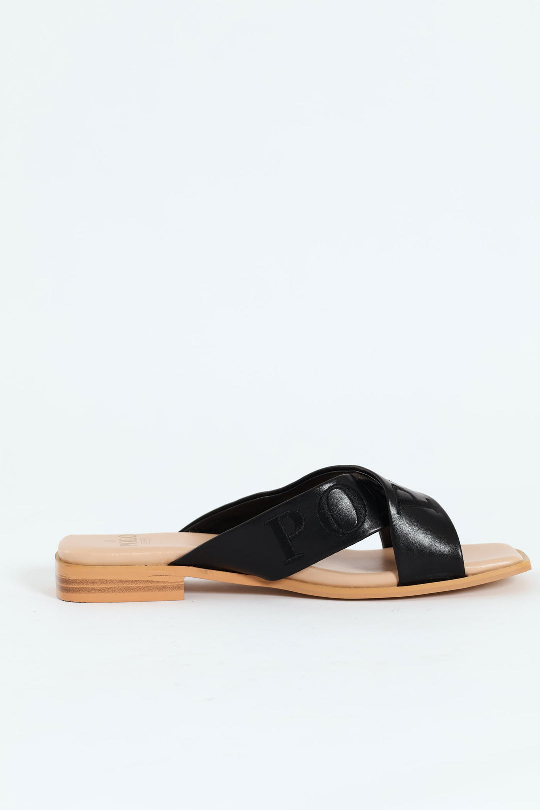 Cross Strap Mule Sandal - Black