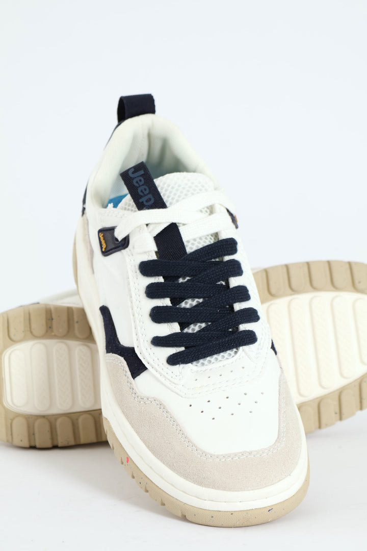 Latitude Panelled Lace Up Sneaker - Navy/White