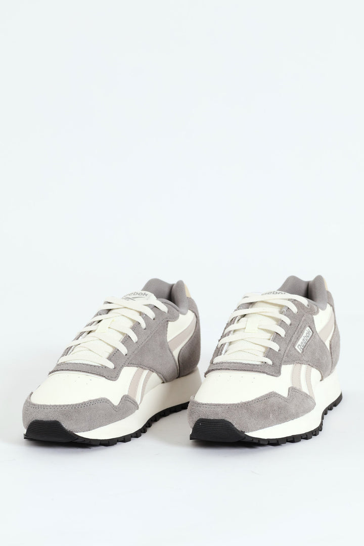 Glide Track Sole Closed Toe Lace Up Sneaker - Grey/White