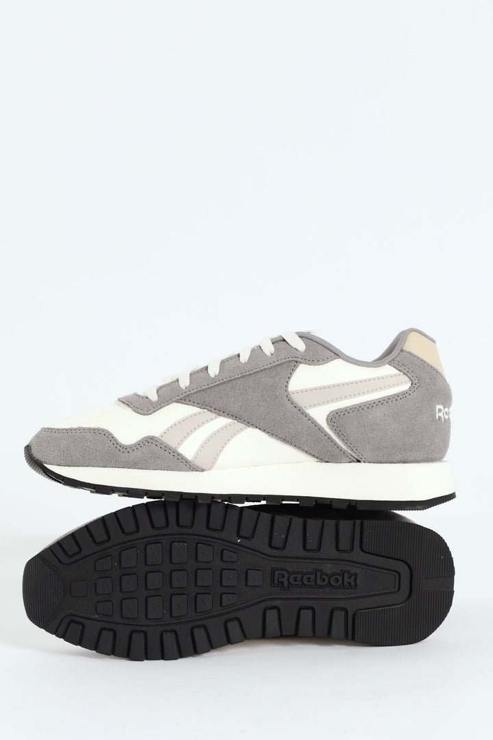 Glide Track Sole Closed Toe Lace Up Sneaker - Grey/White