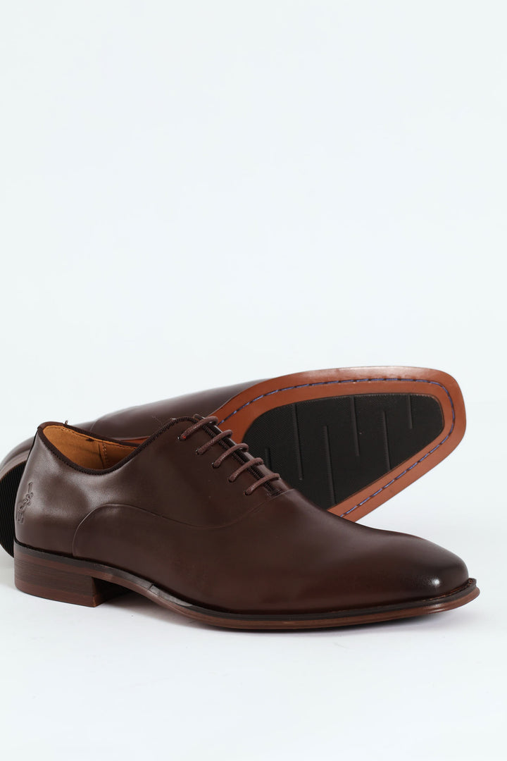 Plain Oxford Lace Up Shoe - Chocolate