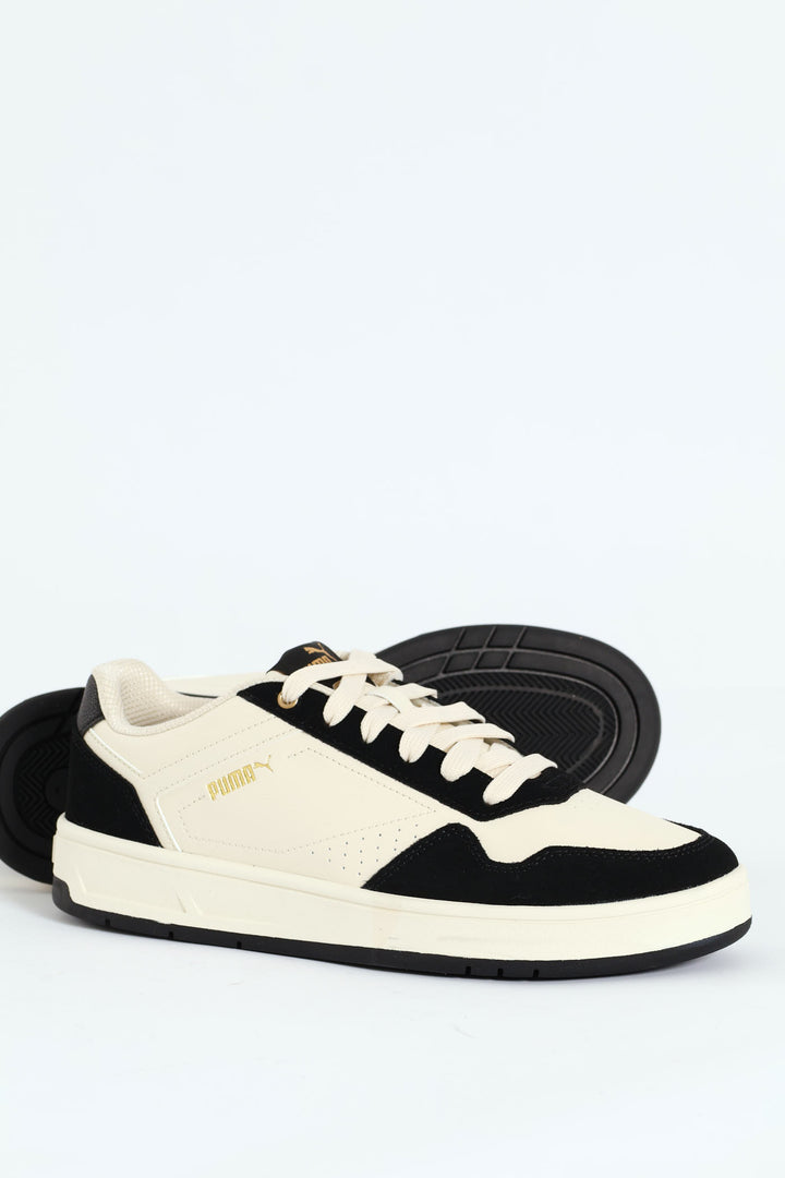 Court Classic Side Panel Lace Up Sneaker - White/Black