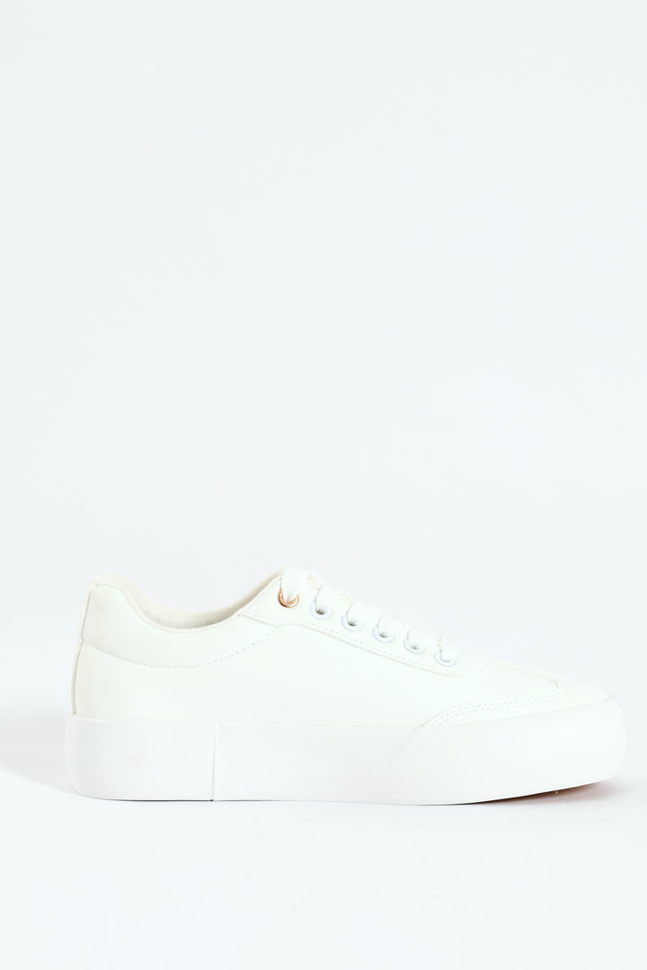 Bouquet 1 Floral Lace Up Platform Sneaker - White