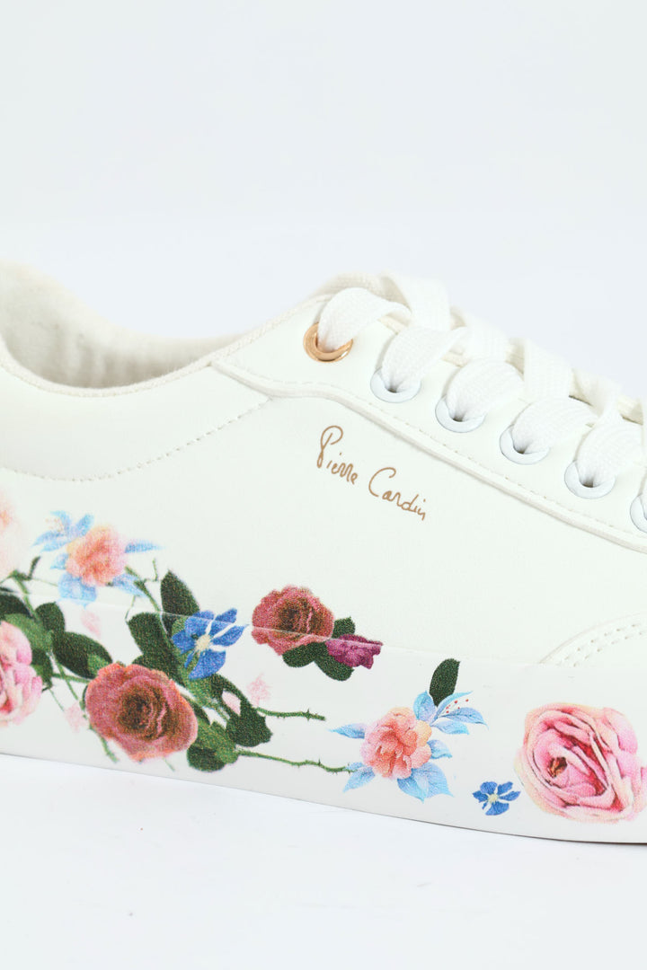 Bouquet 1 Floral Lace Up Platform Sneaker - White