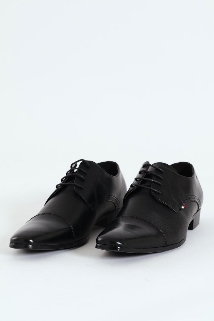 Comfort Shadow Spray Toe Cap Lace Up Derby Shoe - Black