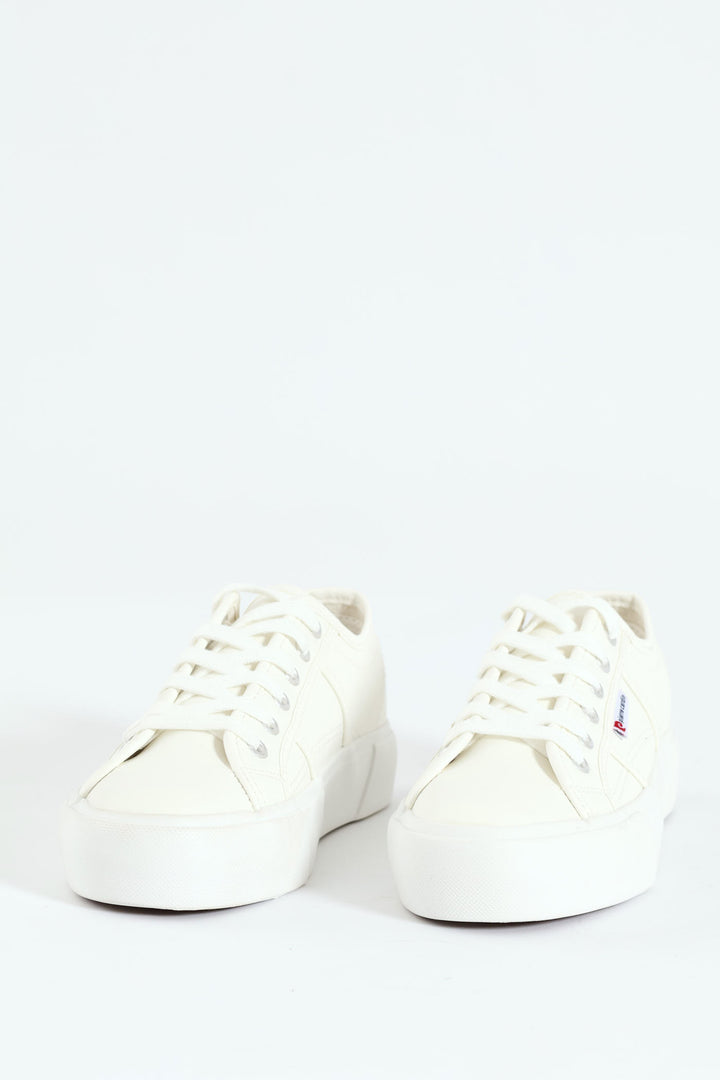 Calais 6 Basic Lace Up Platform Sneaker - White