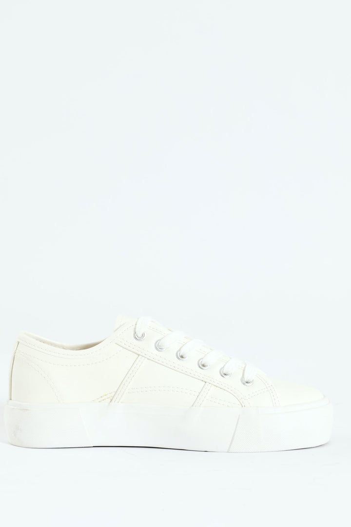 Calais 6 Basic Lace Up Platform Sneaker - White