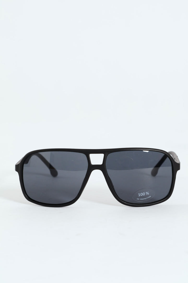 Matte Retro Aviator Sunglasses - Black