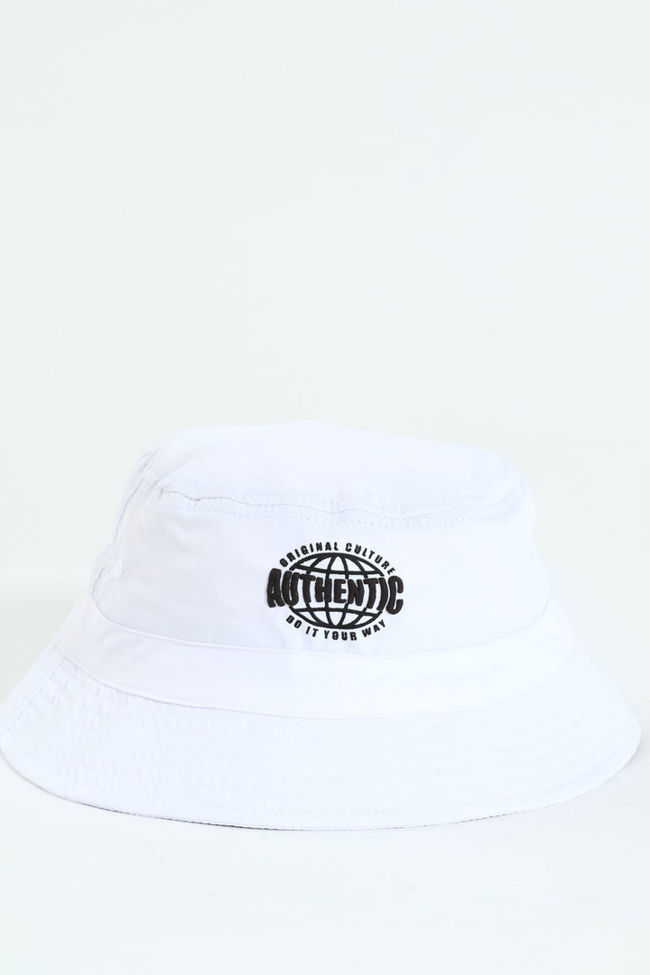 Drawcord Bucket Hat - White