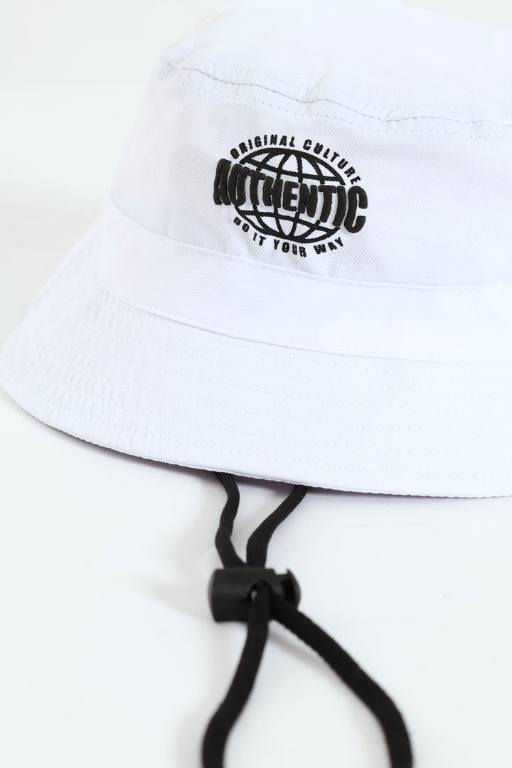 Drawcord Bucket Hat - White