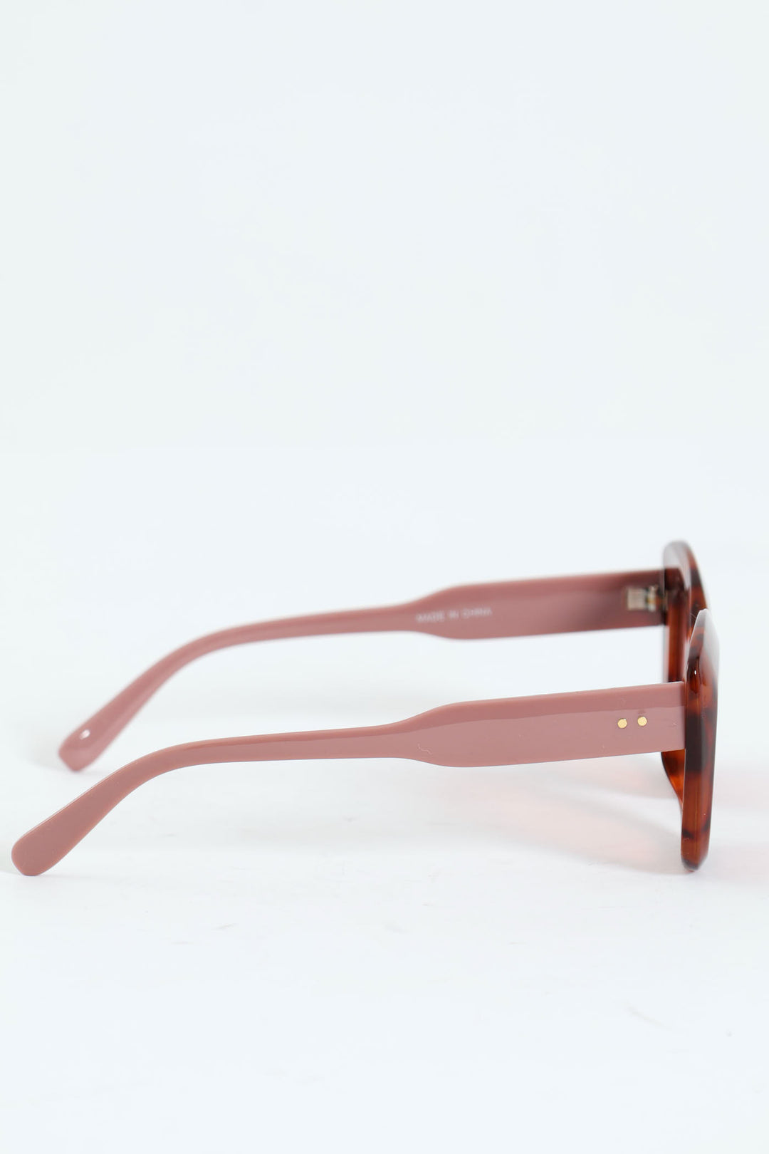 Pink Temple Pink Lense Cateye Sunglasses - Tortoise