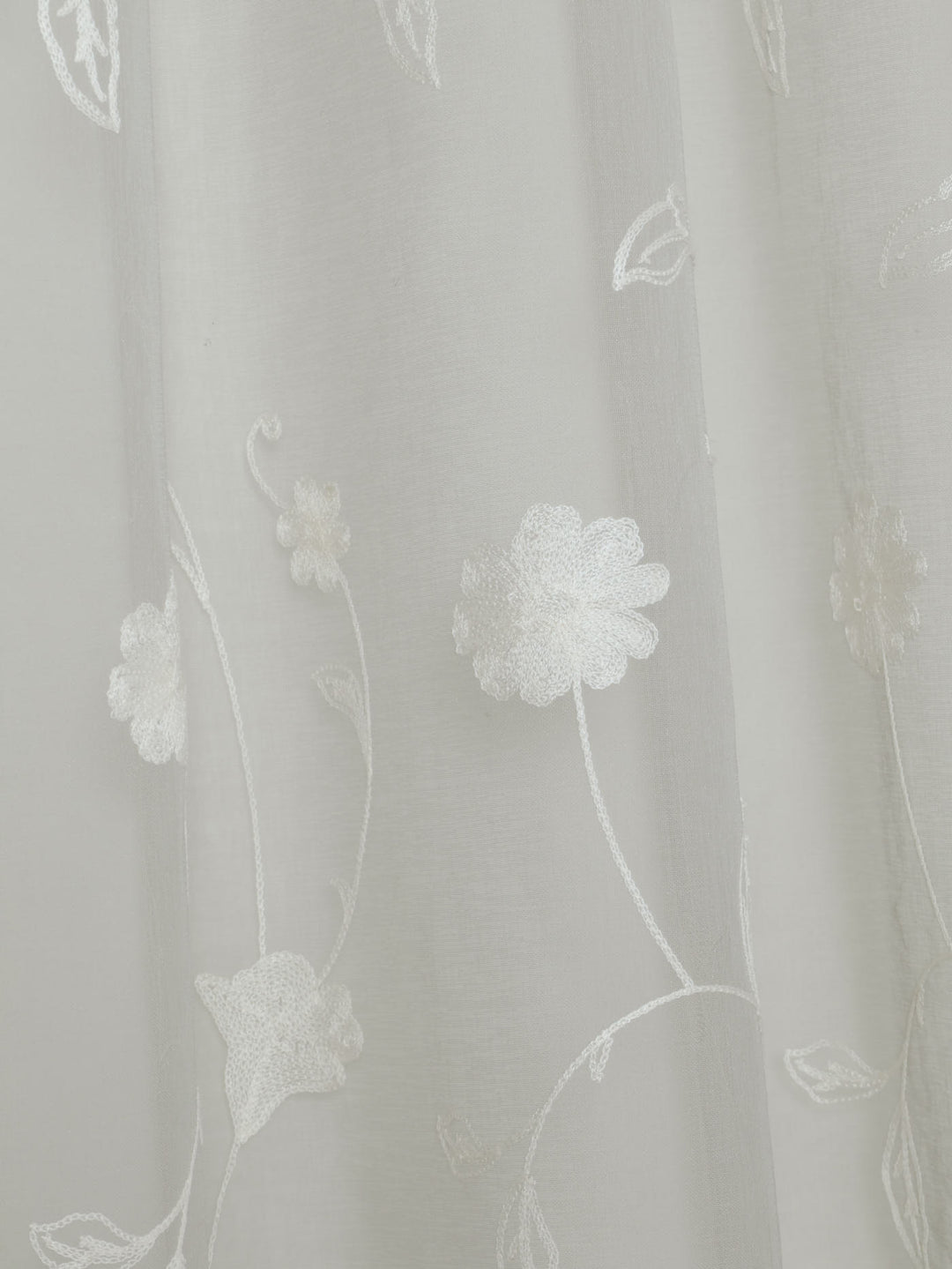 Eyelet Extra Width & Extra Length Sheer Blooming Curtain - Grey