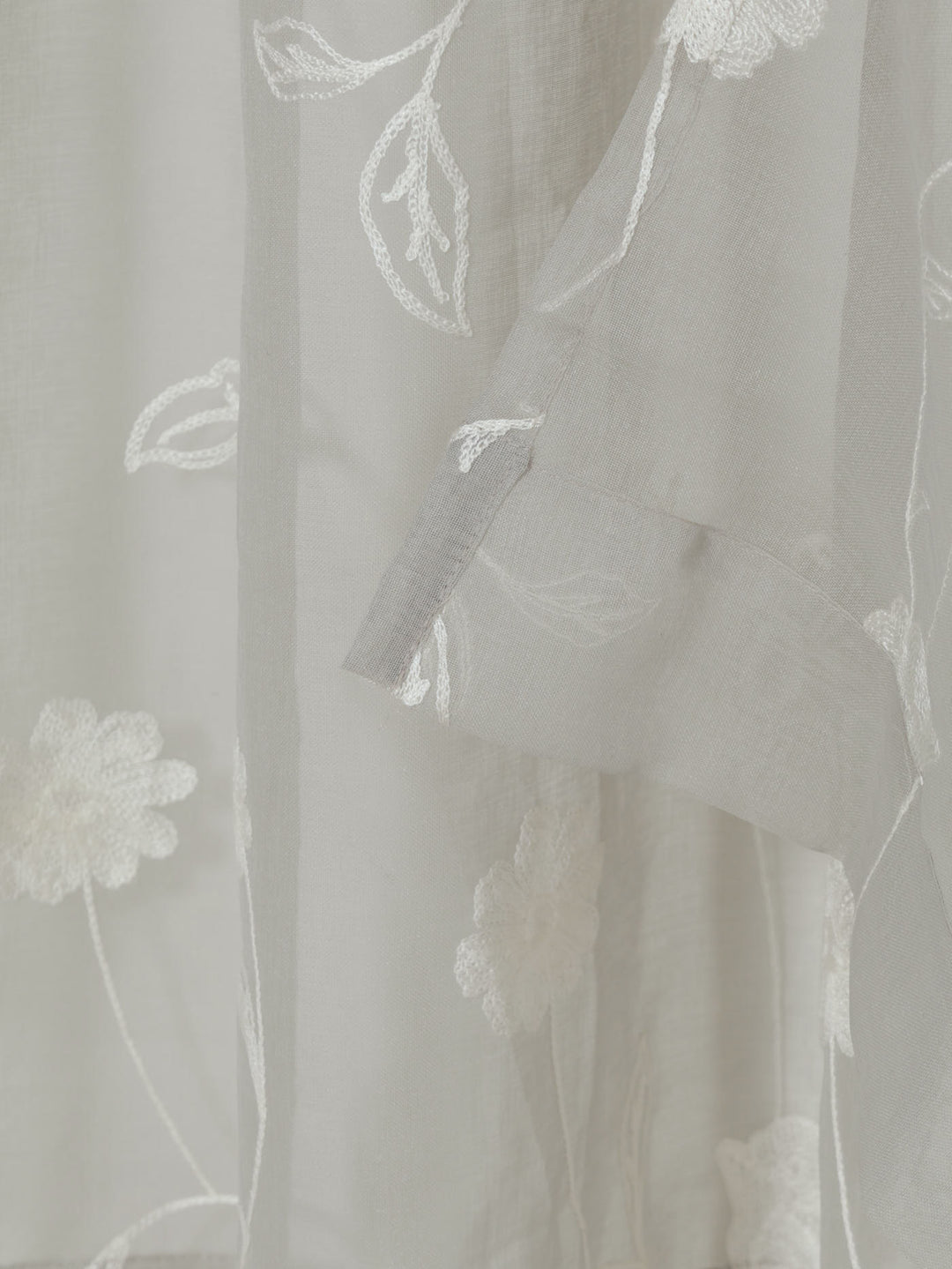 Eyelet Extra Width & Extra Length Sheer Blooming Curtain - Grey