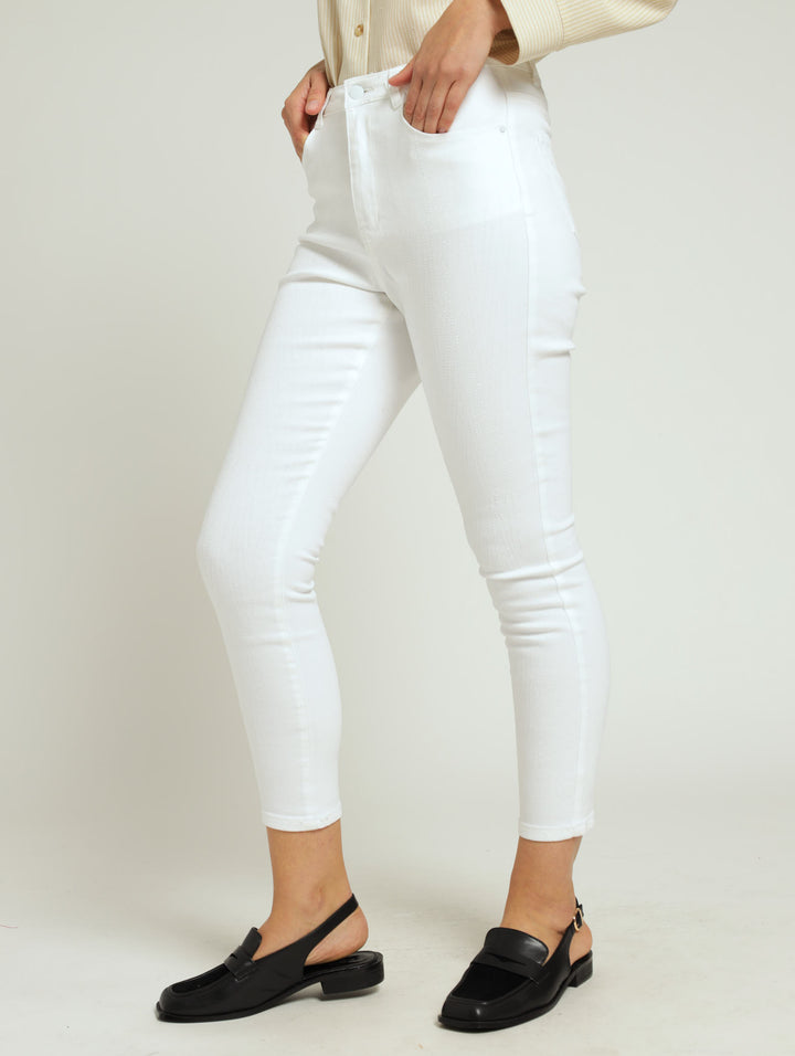 Zigzag Embellished Skinny Jean - White